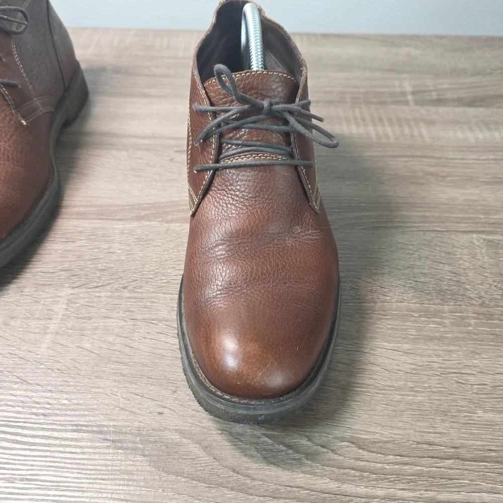 Johnston & Murphy Mens Brown Pebbled Leather Chukka Boots 59-12363 Size 10M